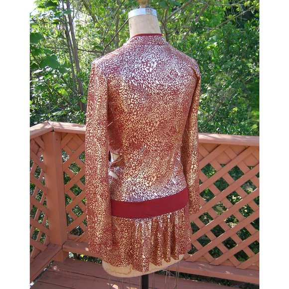 New Size M/8 maroon and gold stretchy tunic top - Picture 13 of 13